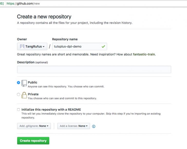 create new github repository