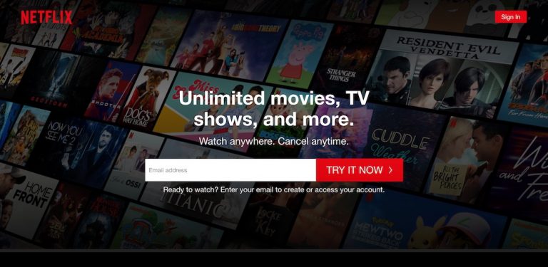 Netflix homepage