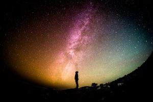 silhouette person sky night milky way cosmos  pxhere