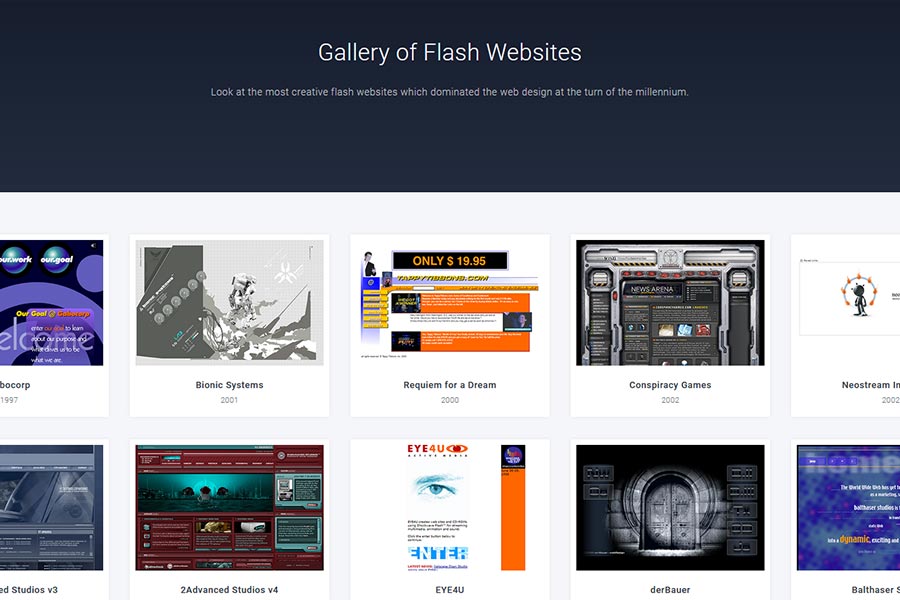 Flash Websites Listed at the Web Design Museum