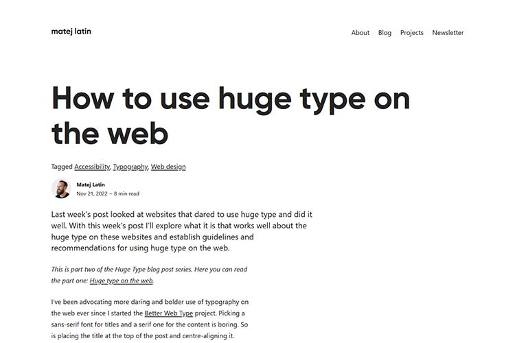 Example from How to use huge type on the web