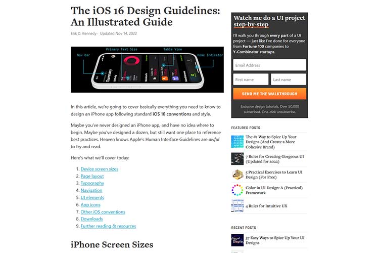 Example from The iOS 16 Design Guidelines: An Illustrated Guide