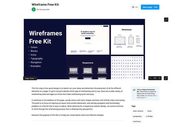 Example from Wireframe Free Kit
