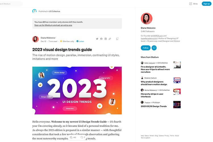 Example from 2023 visual design trends guide