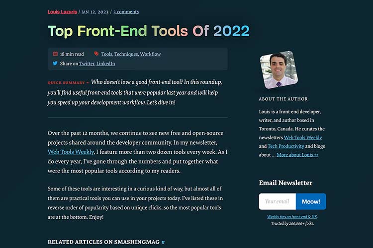 Example from Top Front-End Tools Of 2022