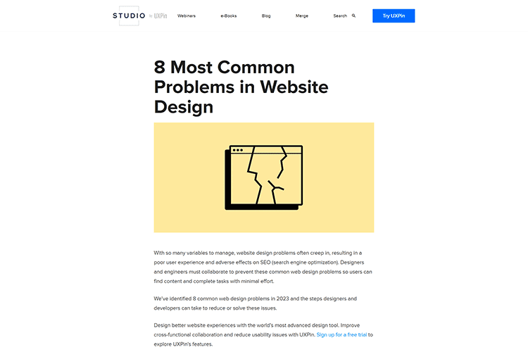 Example from 8 Most Common Problems in Website Design