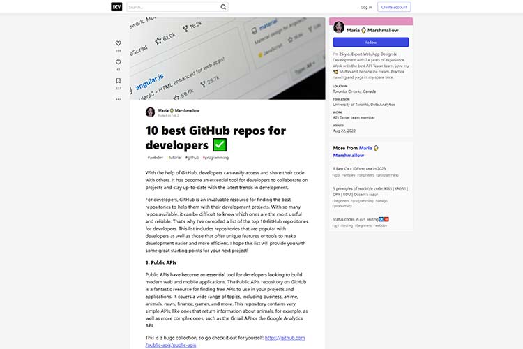 Example from 10 best GitHub repos for developers