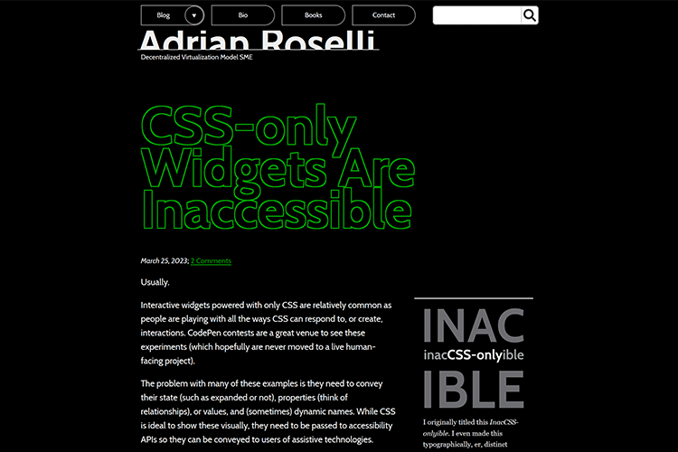 Example from: CSS-only Widgets Are Inaccessible