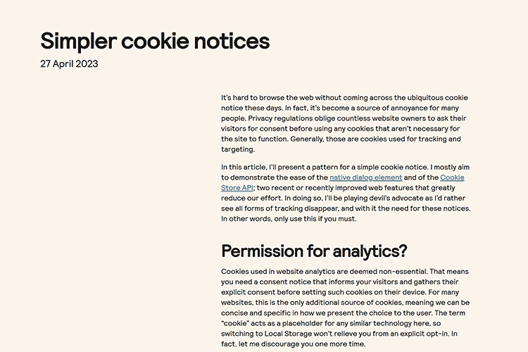 Simpler cookie notices
