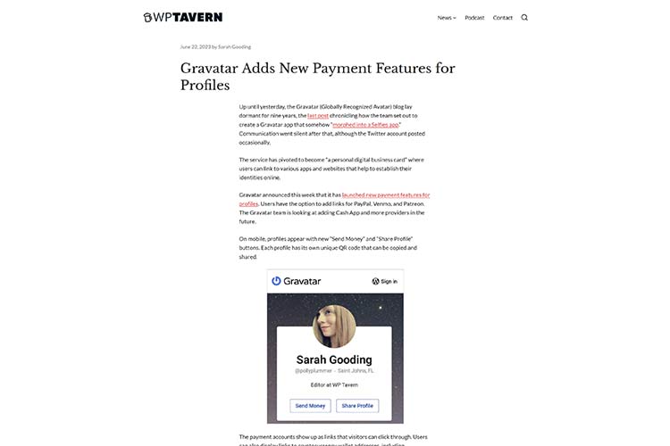 Gravatar Adds New Payment Features for Profiles 