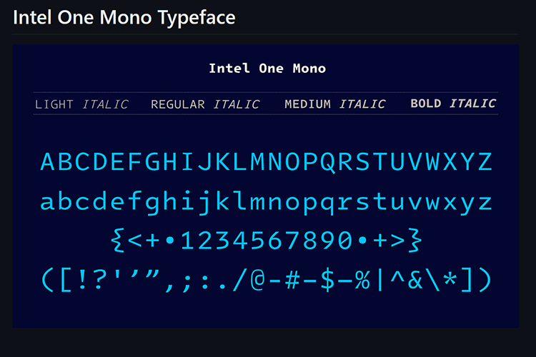 Intel One Mono Typeface 
