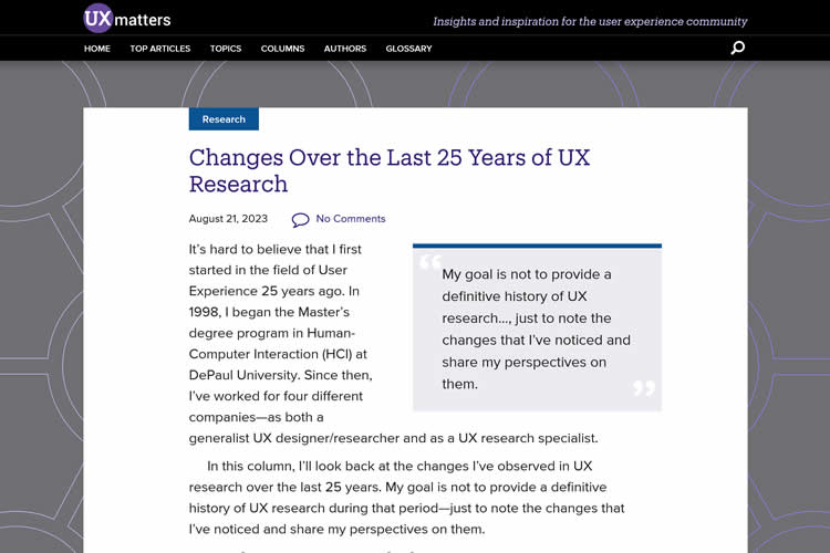Changes Over the Last 25 Years of UX Research