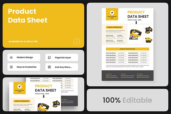 Product Data Sheet Photoshop Template