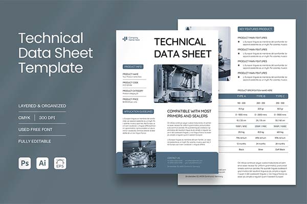 Technical Data Sheet Photoshop Template