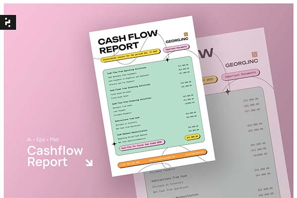 Creative Cash Flow Report Photoshop Template