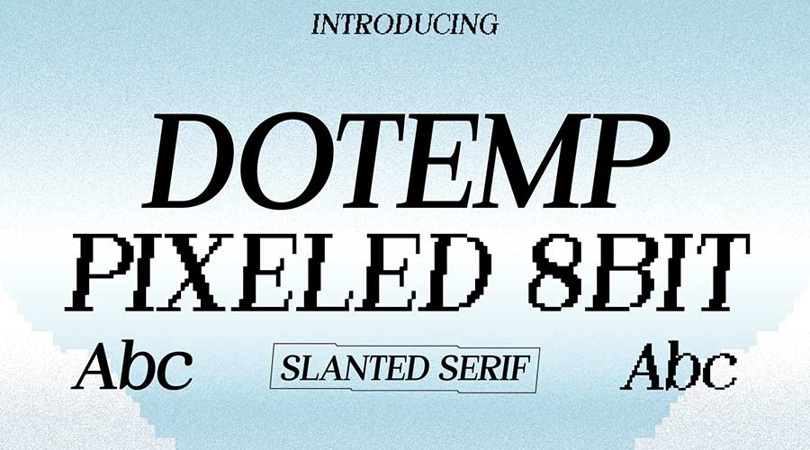 Dotemp – 8Bit Pixel Slanted Font