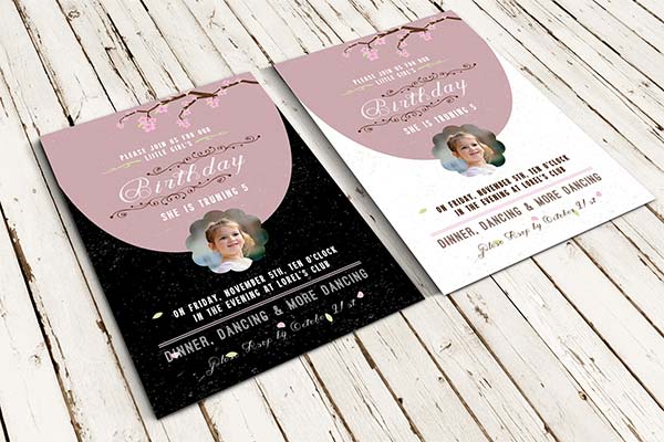 Birthday Invitation & RSVP Cards Template PSD