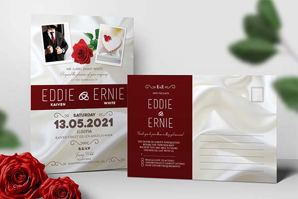 Wedding Invitation & RSVP Template PSD