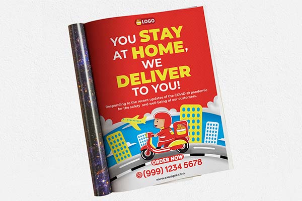 Food Delivery Ads Magazine Photoshop Template