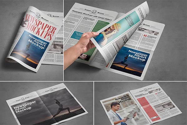 Tabloid Size Newspaper Mockups Photoshop Template