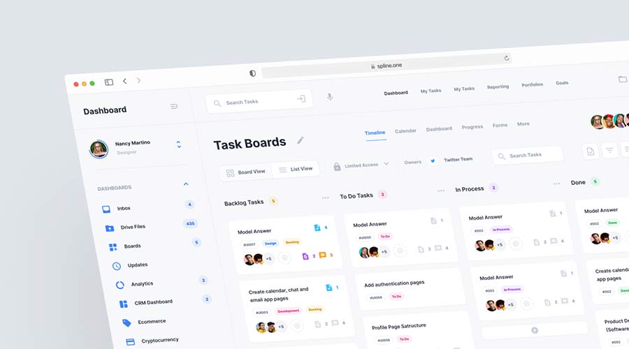 Dashboard Task Boards Figma Free