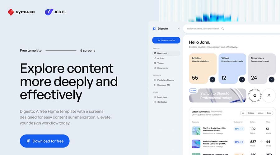 Free Figma Template: Digesto AI Summarizer